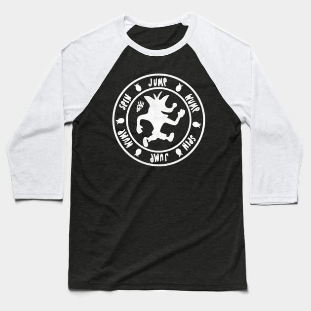 Spin, Jump, Wump, White Baseball T-Shirt by MinosArt